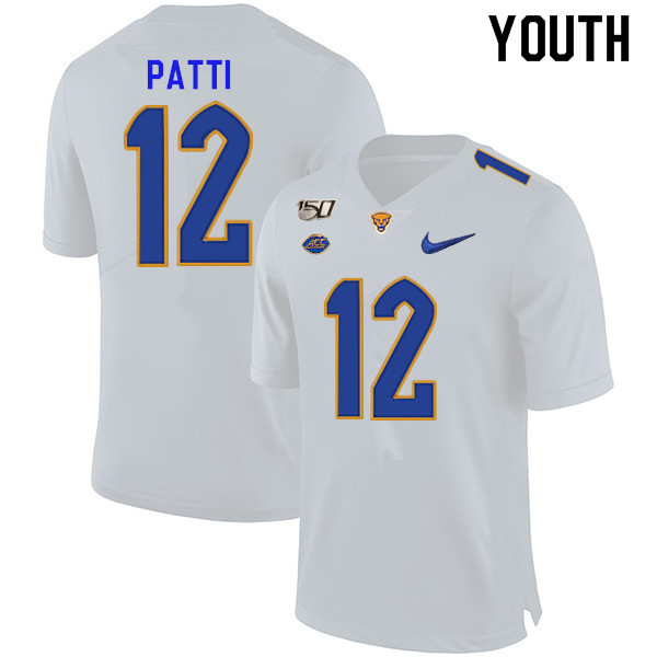 2019 Youth #12 Nick Patti Pitt Panthers College Football Jerseys Sale-White